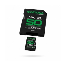 PATONA Premium Karta pamięci Micro SD XC 64GB Class 10 U3 V60 z adapterem SD PATONA Premium Karta pamięci Micro SD XC 64GB Class 10 U3 V60 z adapterem SD