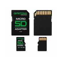 PATONA Premium Karta pamięci Micro SD XC 64GB Class 10 U3 V60 z adapterem SD PATONA Premium Karta pamięci Micro SD XC 64GB Class 10 U3 V60 z adapterem SD