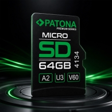 PATONA Premium Karta pamięci Micro SD XC 64GB Class 10 U3 V60 z adapterem SD PATONA Premium Karta pamięci Micro SD XC 64GB Class 10 U3 V60 z adapterem SD