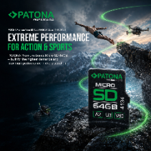 PATONA Premium Karta pamięci Micro SD XC 64GB Class 10 U3 V60 z adapterem SD PATONA Premium Karta pamięci Micro SD XC 64GB Class 10 U3 V60 z adapterem SD