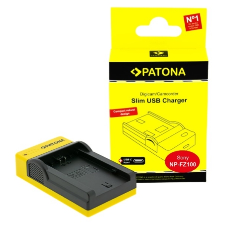 PATONA Slim ładowarka USB-C f. Sony NP-FZ100 A7 III A7M3 Alpha 7 III A7 R III A7RM3 Alpha 7 R III A9 Alpha 9 FZ100