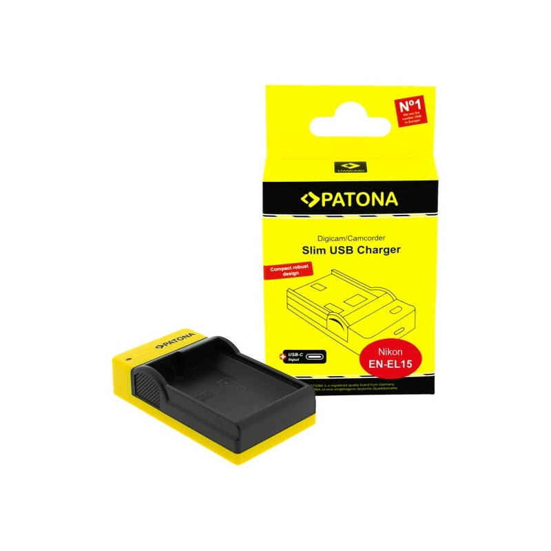 PATONA Slim ładowarka USB-C do Nikon EN-EL15 1 V1 EN-EL15 D600 D610 D7000 D7100 D800 D8000