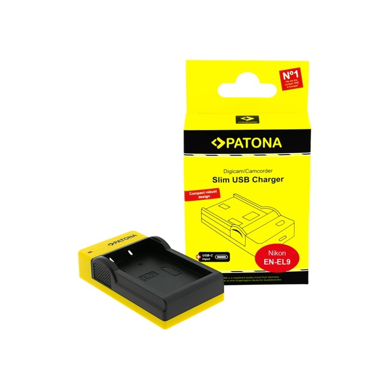 PATONA Slim ładowarka USB-C do Nikon EN-EL9 D40 D40x D5000 D60 PATONA Slim ładowarka USB-C do Nikon EN-EL9 D40 D40x D5000 D60