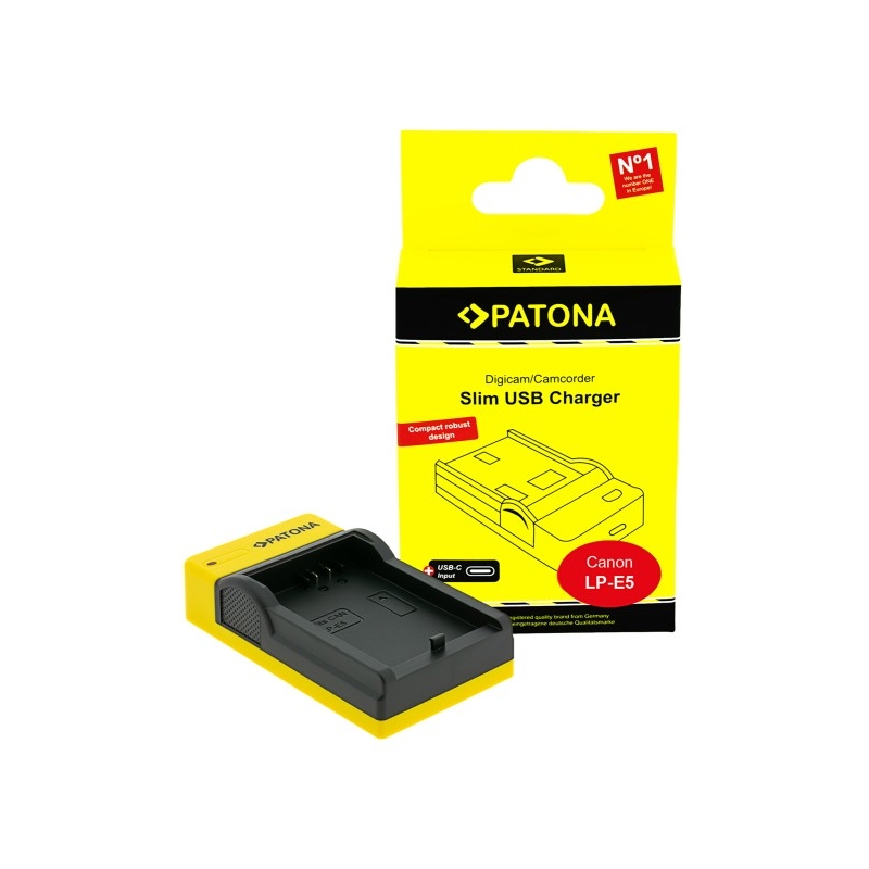 PATONA Slim ładowarka USB-C do Canon LP-E5, EOS 1000D, 450D, 500D
