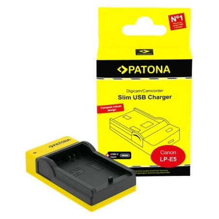 PATONA Slim ładowarka USB-C do Canon LP-E5, EOS 1000D, 450D, 500D
