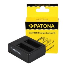 Podwójna ładowarka USB PATONA f. SJCAM SJ4000 SubTig3 Rollei Actioncam 220 300 300 Plus 310 330 415 416 426 inkl. Kabel mikro-US