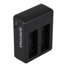 Podwójna ładowarka USB PATONA f. SJCAM SJ4000 SubTig3 Rollei Actioncam 220 300 300 Plus 310 330 415 416 426 inkl. Kabel mikro-US