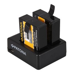 Podwójna ładowarka USB PATONA f. SJCAM SJ4000 SubTig3 Rollei Actioncam 220 300 300 Plus 310 330 415 416 426 inkl. Kabel mikro-US