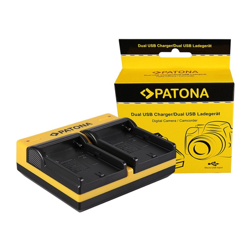 PATONA Dual Ladegerät f. Sony NP-FM50 NP-F550 NP-F750 NP-F970 inkl. Kabel micro-USB