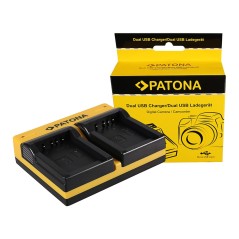 PATONA Podwójna ładowarka f. Samsung SLB-0837B IA-BH130C IA-BH130LB Digimax i85 L74 szeroki w zestawie. Kabel mikro-USB