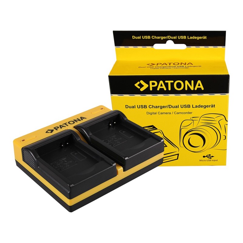 PATONA Ładowarka podwójna USB do Action Camera Rollei RL410B 230 240 410 410B 420 z kablem Micro-USB