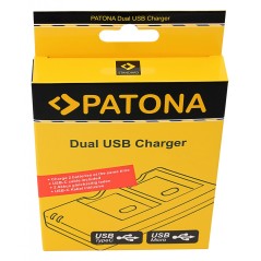 Podwójna szybka ładowarka PATONA f. Canon LP-E6, LPE6 w tym. Kabel USB typu C