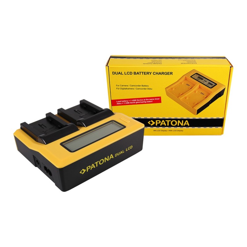PATONA Ładowarka Dual LCD USB do JVC BN-VG107U / BN-VG108 / BN-VG114 / BN-VG121 / BN-VG138 – do kamer JVC Everio