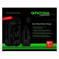 Ładowarka PATONA z podwójnym mocowaniem typu V f. Sony BP-95W BP-GL65 BP-190WS w tym. 4-pinowy kabel XLR