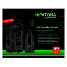 PATONA Premium Ładowarka Dual V-Mount Sony BP-95W BP-GL65 BP-190WS z 4-pinowym kablem XLR