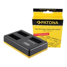 Potrójna ładowarka USB PATONA f. Canon LP-E8 EOS-450D EOS-550 EOS Rebel T2i w tym. Kabel USB typu C