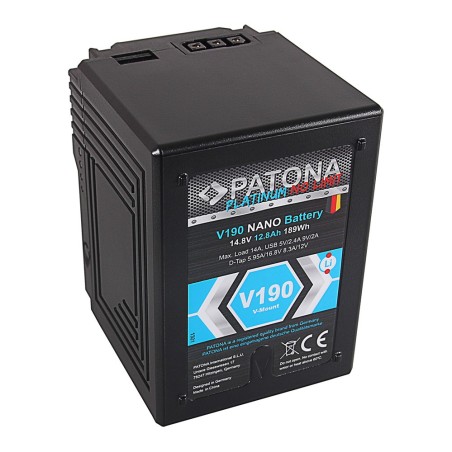 PATONA Platinum NANO Akumulator V190 V-Mount 189Wh Sony DSR 600P 650P 652P HDW 800P PDW 850 BP-150w RED ARRI