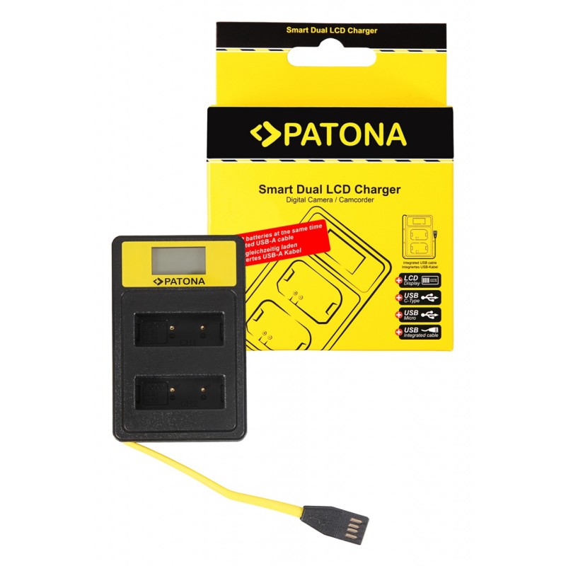 PATONA Smart Dual LCD USB Ładowarka podwójna do Olympus PS-BLS1 PS-BLS5 Fuji NP-140
