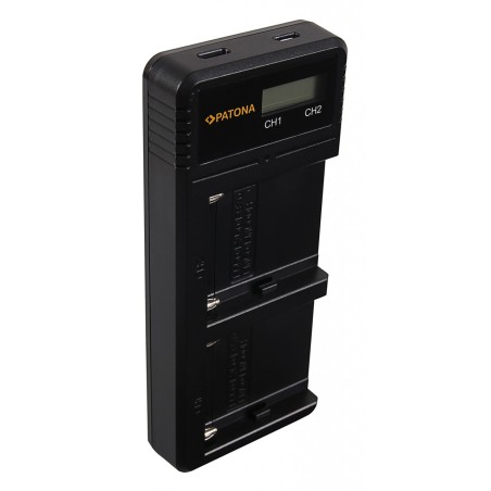 PATONA ładowarka Dual LCD USB do Sony NP-F / NP-FM / NP-QM / FM500H – F550 / F750 / F970 / FM50 / FM500H