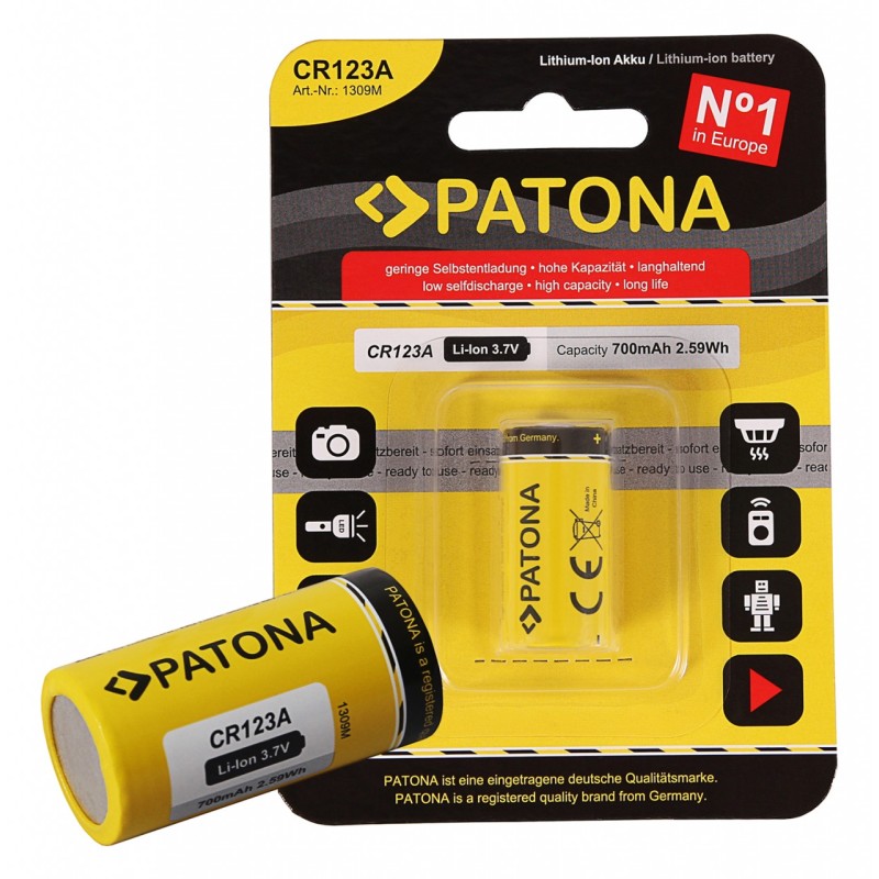 PATONA Bateria CR123A 16340 ogniwo Li-Ion Akku 3,7V 700mAh