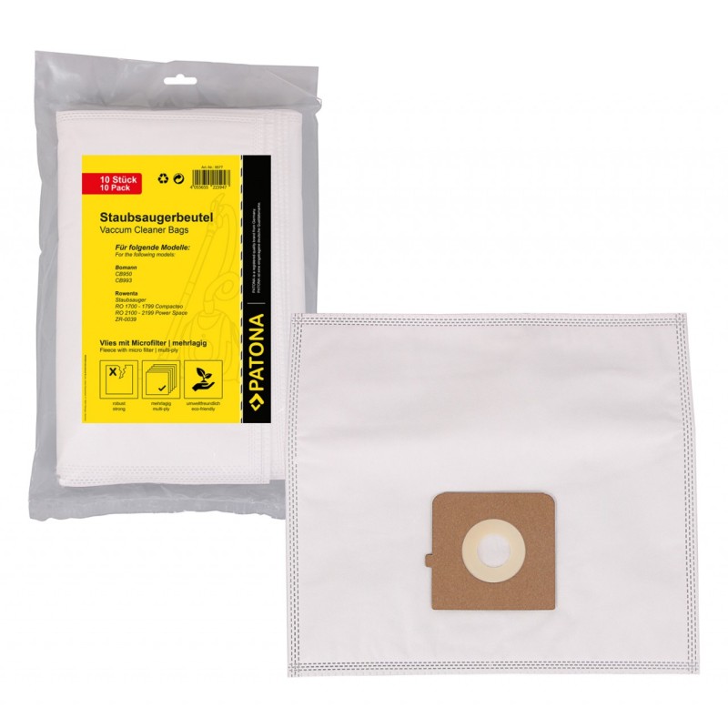 Worek do odkurzacza PATONA 10 z włókniny wielowarstwowej f. Bomann CB 950 Rowenta ZR-0039 RO 1700 RO 2100