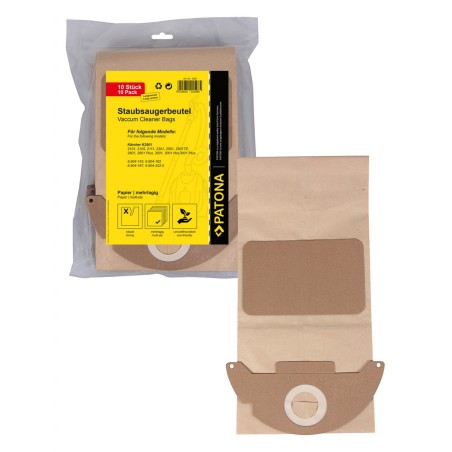 PATONA 10 papierowy worek do odkurzacza wielowarstwowy f. Kärcher K2501 K2601 K3001 6.904-143 K2101 K2301 wersja długa