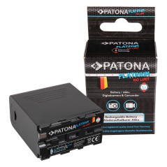 Bateria PATONA Platinum f. Sony NP-F970 F960 F950 z wyświetlaczem LCD w zestawie. Powerbank 5V/2A Wyjście USB 10050mAh wejście m