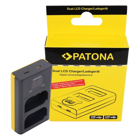 Ładowarka USB PATONA z podwójnym wyświetlaczem LCD f. Panasonic DMW-BLK22 DC-S5 G9 GH5 GH5S
