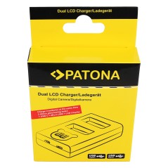 Ładowarka USB PATONA z podwójnym wyświetlaczem LCD f. Panasonic DMW-BLK22 DC-S5 G9 GH5 GH5S
