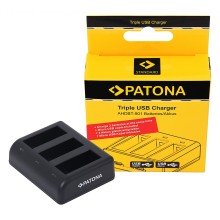 Potrójna ładowarka PATONA do GoPro Hero 9 Hero 10 Hero 11 AHDBT901 ADBAT001 ADDBD-211 z kablem mikroUSB w komplecie