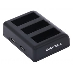 Potrójna ładowarka PATONA do GoPro Hero 9 Hero 10 Hero 11 AHDBT901 ADBAT001 ADDBD-211 w komplecie. Kabel mikroUSB