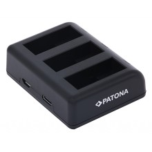 Potrójna ładowarka PATONA do GoPro Hero 9 Hero 10 Hero 11 AHDBT901 ADBAT001 ADDBD-211 z kablem mikroUSB w komplecie