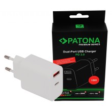 PATONA Premium Ładowarka PD18W 5V/3,0A 9V/2,0A 12V/1,5AA 1xUSB-C 1xUSB-A PD3.0 QC3.0 biała