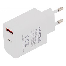 PATONA Premium Ładowarka PD18W 5V/3,0A 9V/2,0A 12V/1,5AA 1xUSB-C 1xUSB-A PD3.0 QC3.0 biała