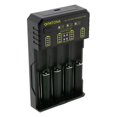 Ładowarka USB PATONA f. ogniwa okrągłe CR123A, 14500, 16340, 18650, 22650, 26650... oraz baterie micro AAA / mignon AA