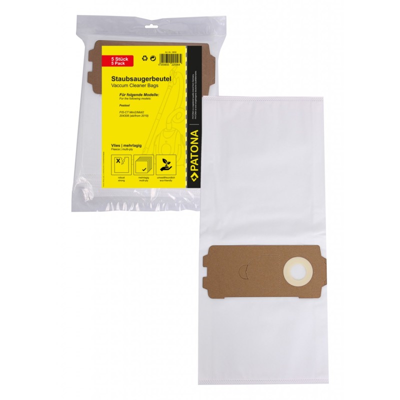 Worek do odkurzacza PATONA 5 wielowarstwowy polar w komplecie. Mikrofiltr f. Festool FIS-CT Mini2 Midi2 204308 od 2019 roku