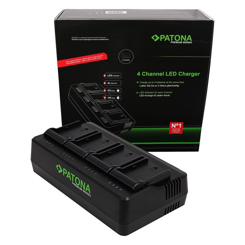PATONA Premium 4-kanałowa Ładowarka LP-E6 do Canon EOS 5D 60D 60Da 6D 7D EOS70D EOS-70D EOS R Mark II Mark III
