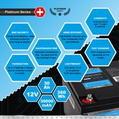 Bateria PATONA Platinum LiFePO4 12V 30Ah 360Wh 30.000mAh