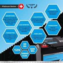 Bateria PATONA Platinum LiFePO4 12V 50Ah 600Wh 50.000mAh