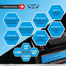 Bateria PATONA Platinum LiFePO4 12V 100Ah 1200Wh 100.000mAh