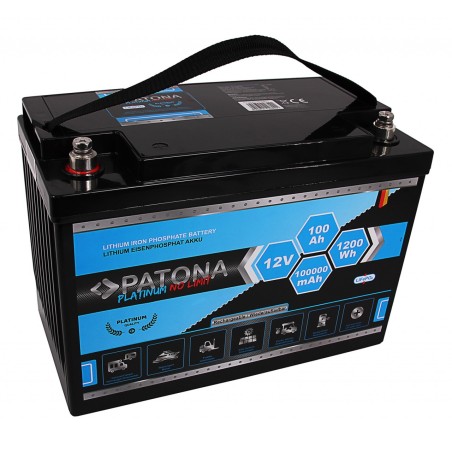 Bateria PATONA Platinum LiFePO4 12V 100Ah 1200Wh 100.000mAh