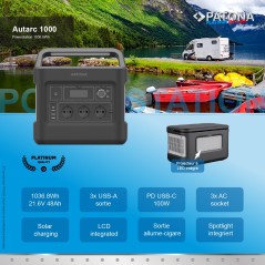 PATONA Platinum Powerstation Autarc 1000 / 1000W 1000Wh PD100W USB5V/2,4A DC12V/10A DC5525