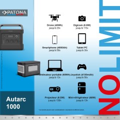 PATONA Platinum Powerstation Autarc 1000 / 1000W 1000Wh PD100W USB5V/2,4A DC12V/10A DC5525